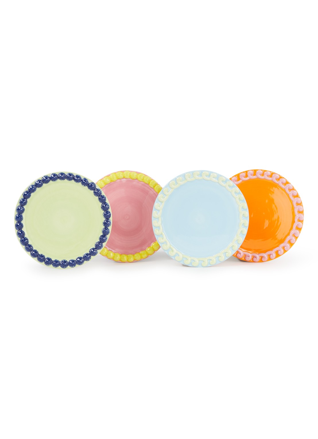 &Klevering Whip gebaksbordje set van 4 - voorkant multicolor