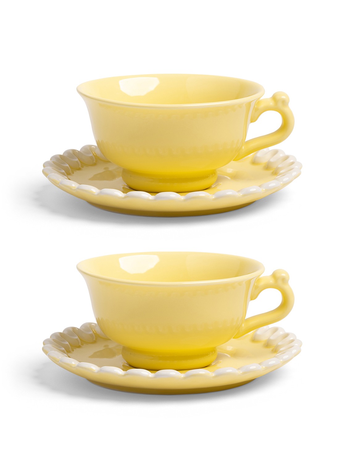&Klevering Whip kop en schotel 15 cl set van 2 - voorkant 2 geel