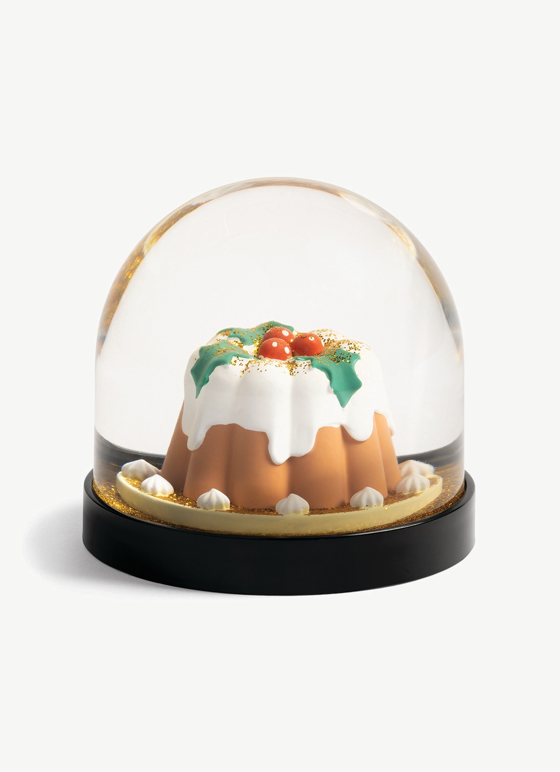 &Klevering Wonderball Pudding sneeuwbol 8,5 cm - voorkant bruin