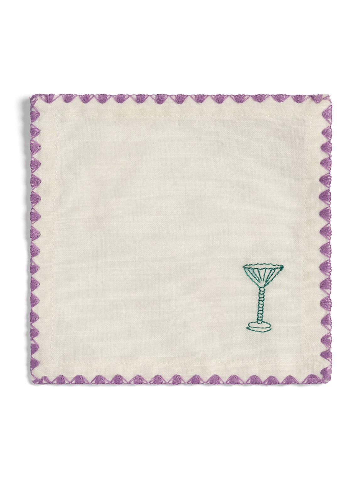 &Klevering Zigzag Cocktail servet 12 x 12 cm set van 4 - detail 3 multicolor