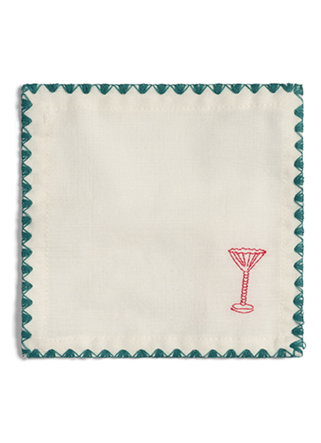 &Klevering Zigzag Cocktail servet 12 x 12 cm set van 4 - voorkant 5 multicolor
