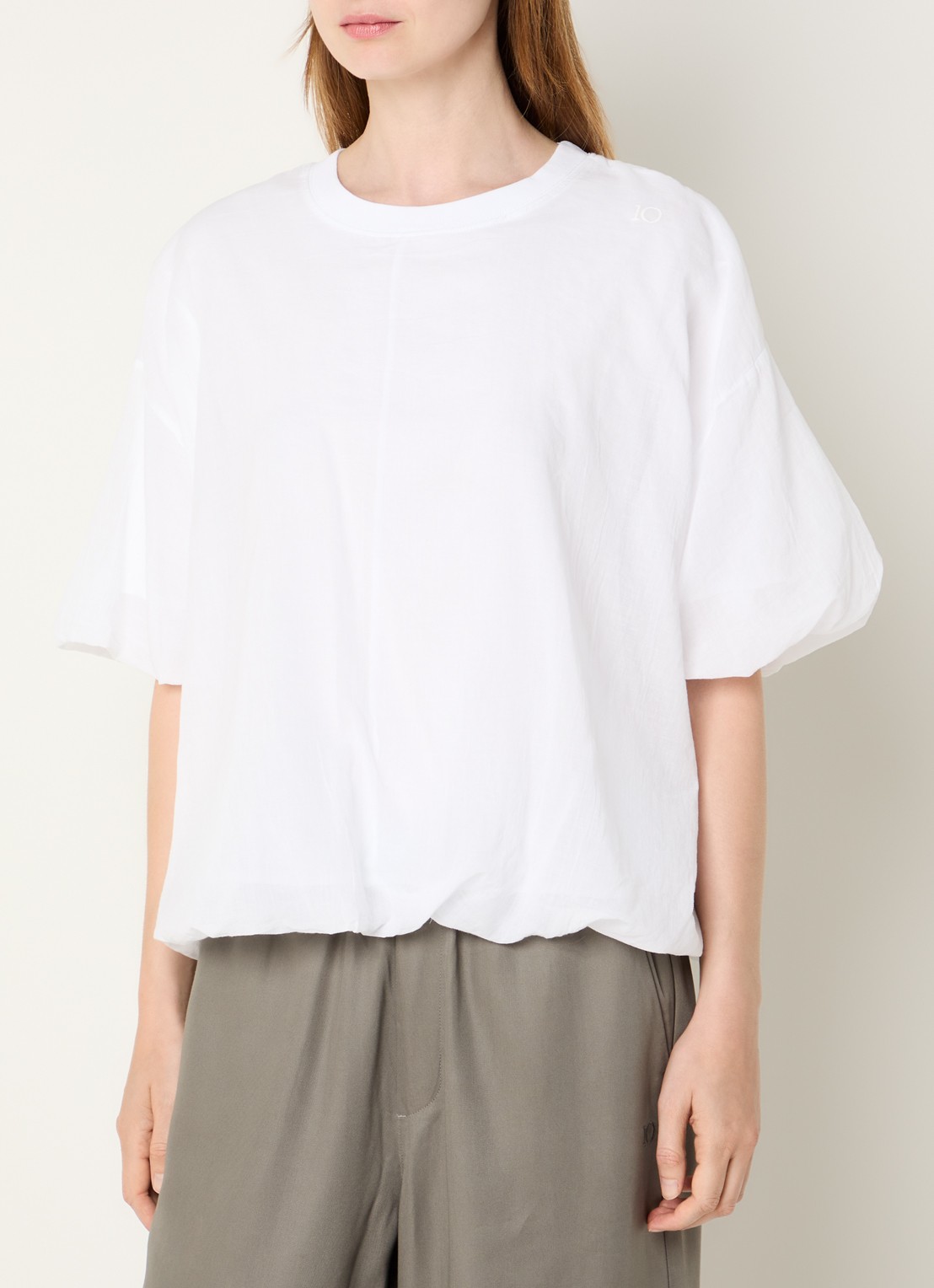10DAYS Balloon T-shirt met pofmouwen - detail 4 wit
