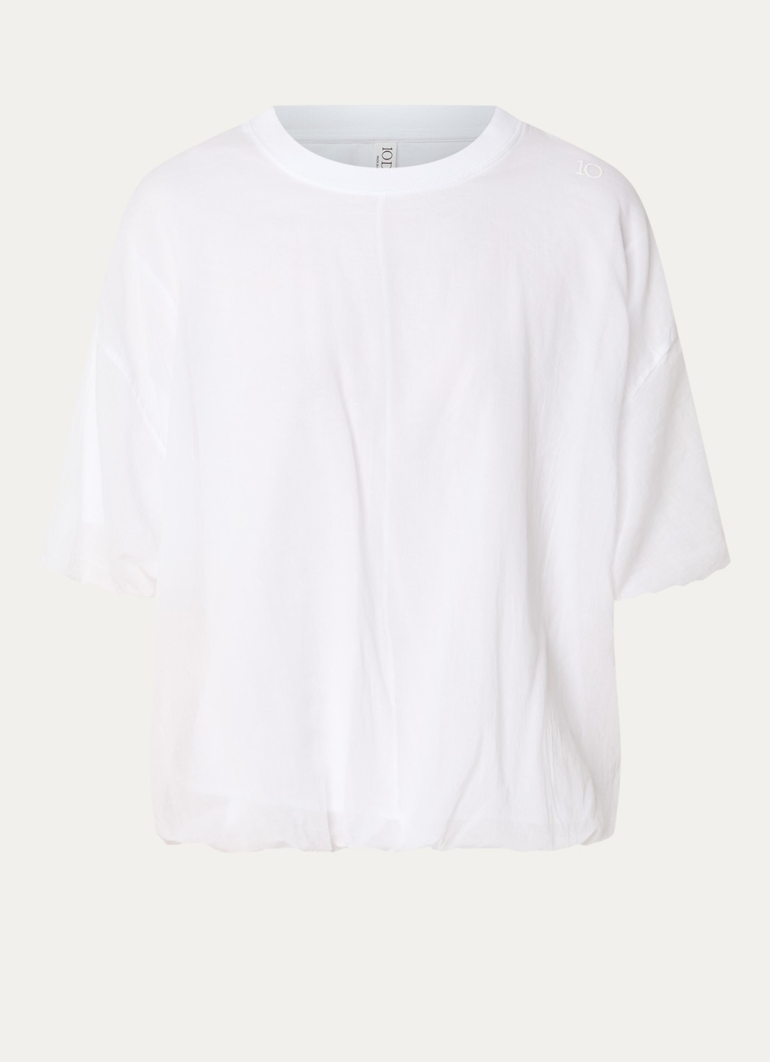 10DAYS Balloon T-shirt met pofmouwen - voorkant wit
