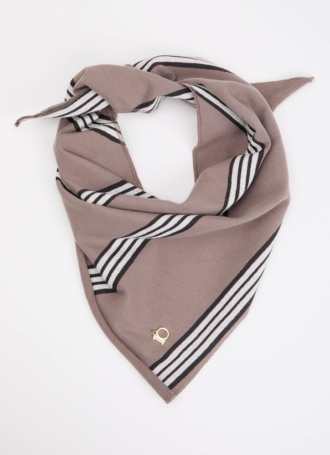 10DAYS Bandana sjaal met streepprint 80 x 37 cm - voorkant 2 taupe