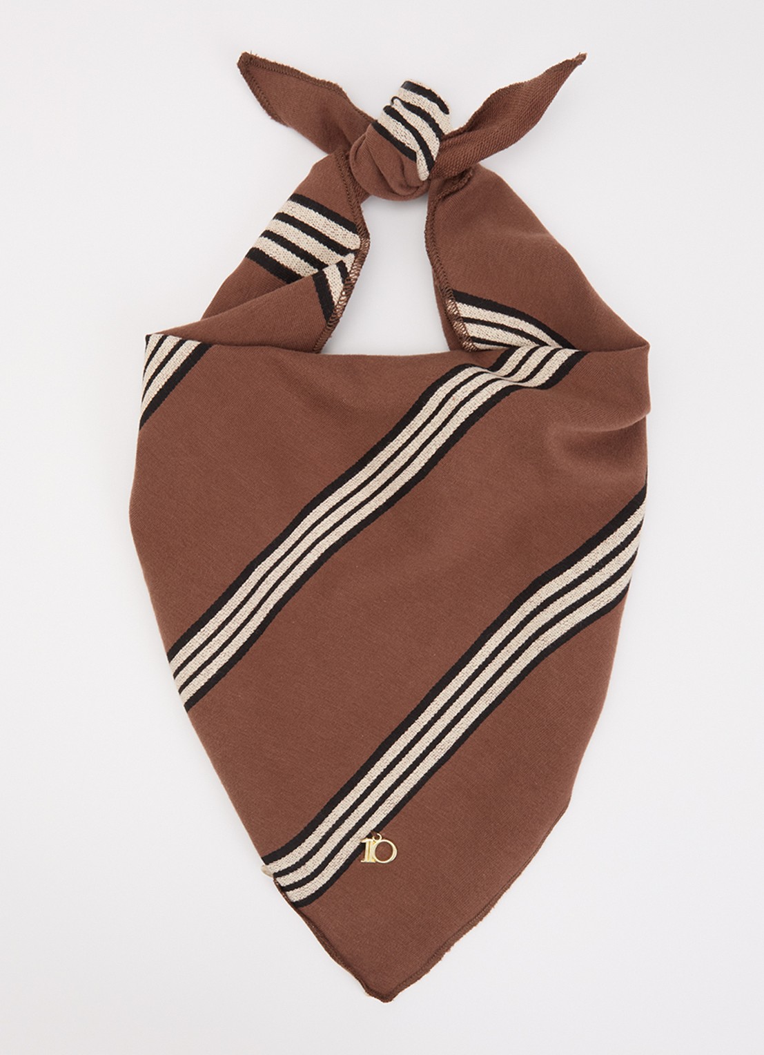 10DAYS Bandana sjaal met streepprint 80 x 37 cm - voorkant bruin