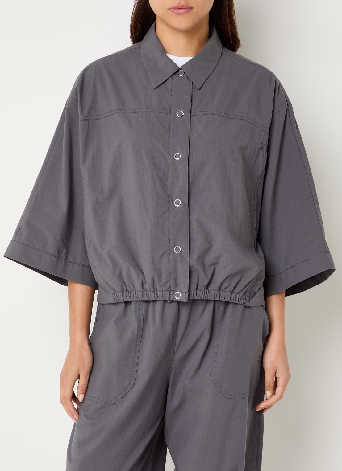 10DAYS Blouse met kraag - detail 4 donkergrijs