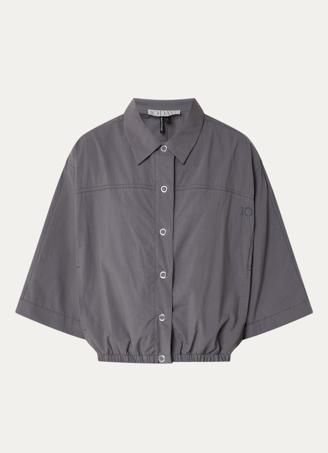 10DAYS Blouse met kraag - voorkant 2 donkergrijs