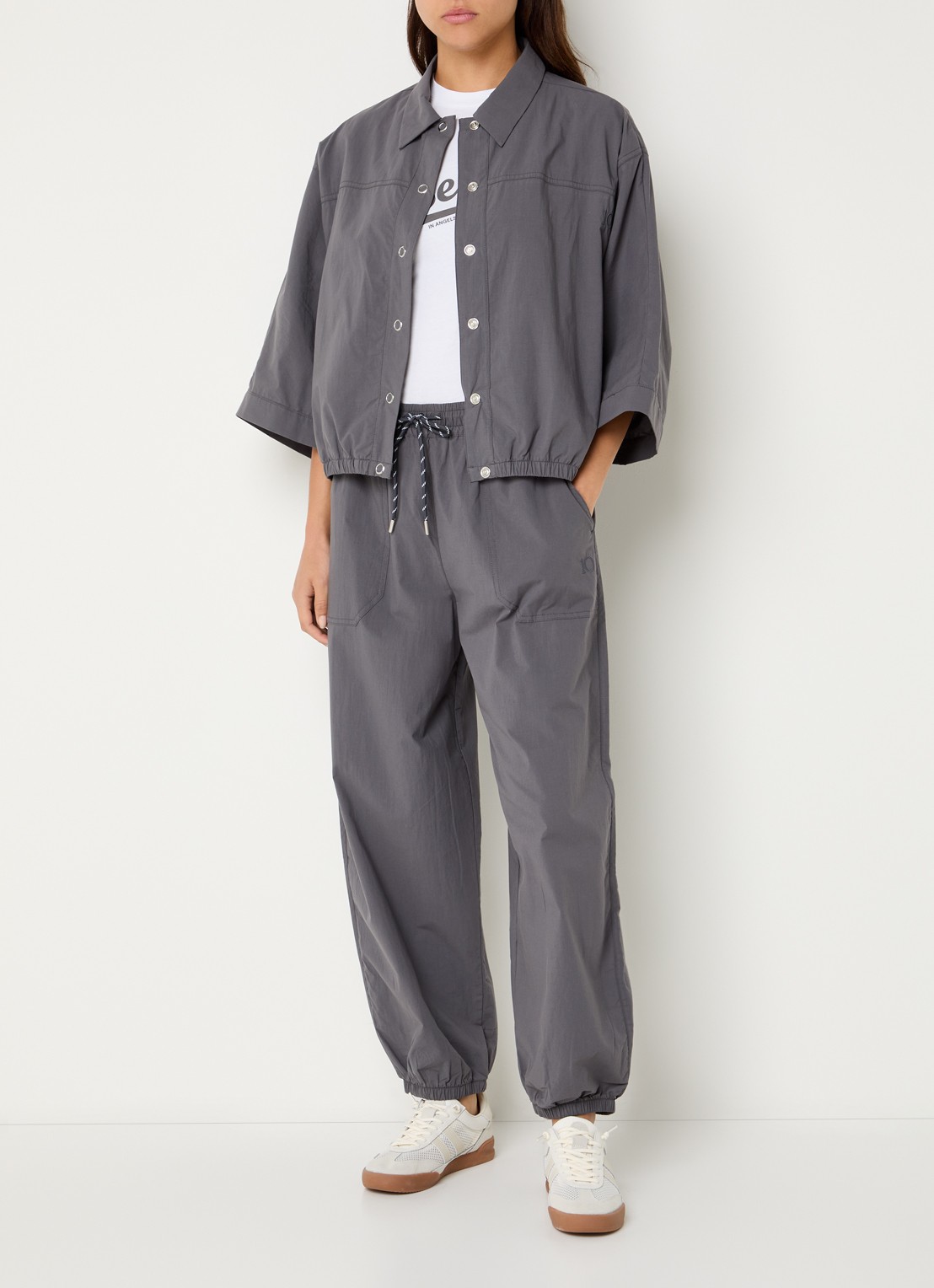 10DAYS Blouse met kraag - voorkant 3 donkergrijs