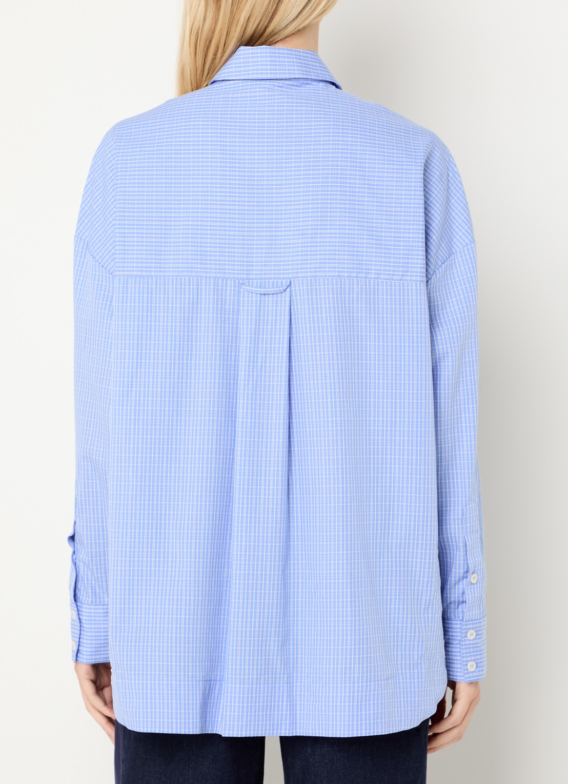 10DAYS Blouse met ruitdessin - achterkant 3 staalblauw