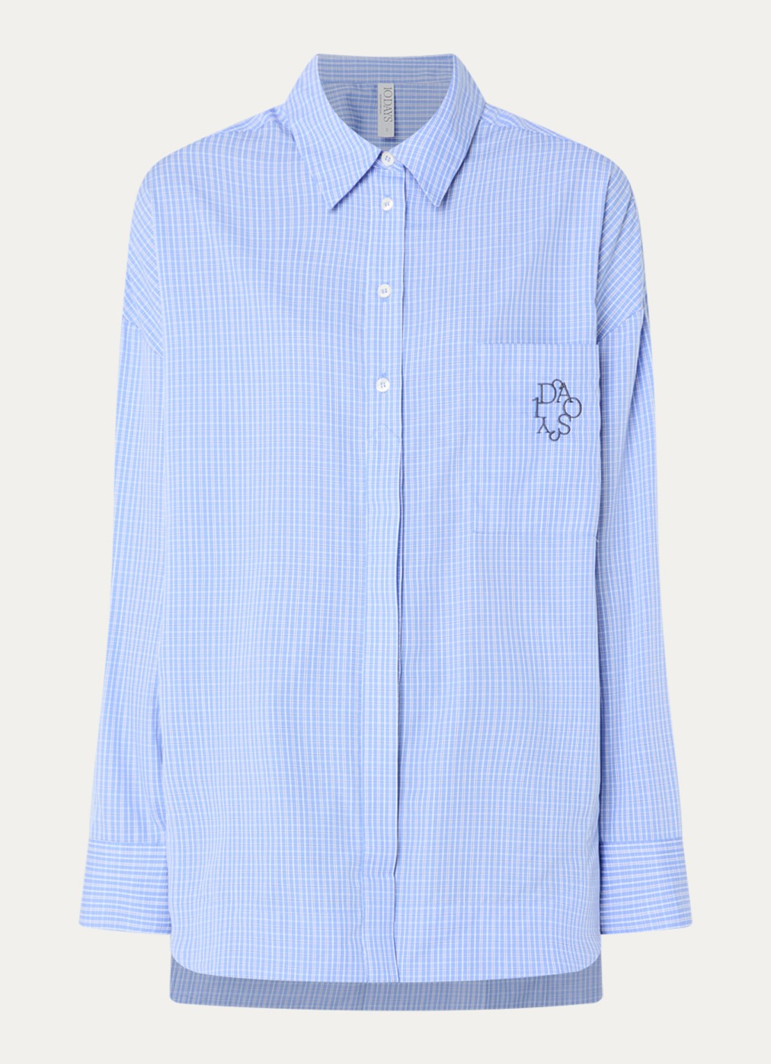 10DAYS Blouse met ruitdessin - voorkant staalblauw