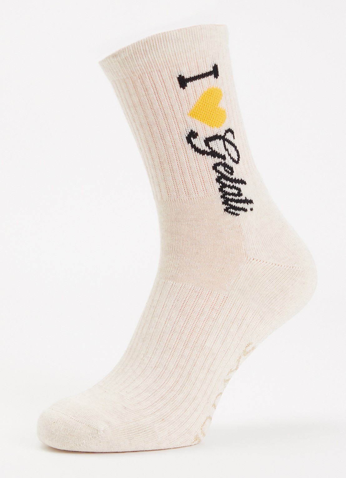 10DAYS Gelati ribgebreide sokken in katoenblend met print - detail 3 beige