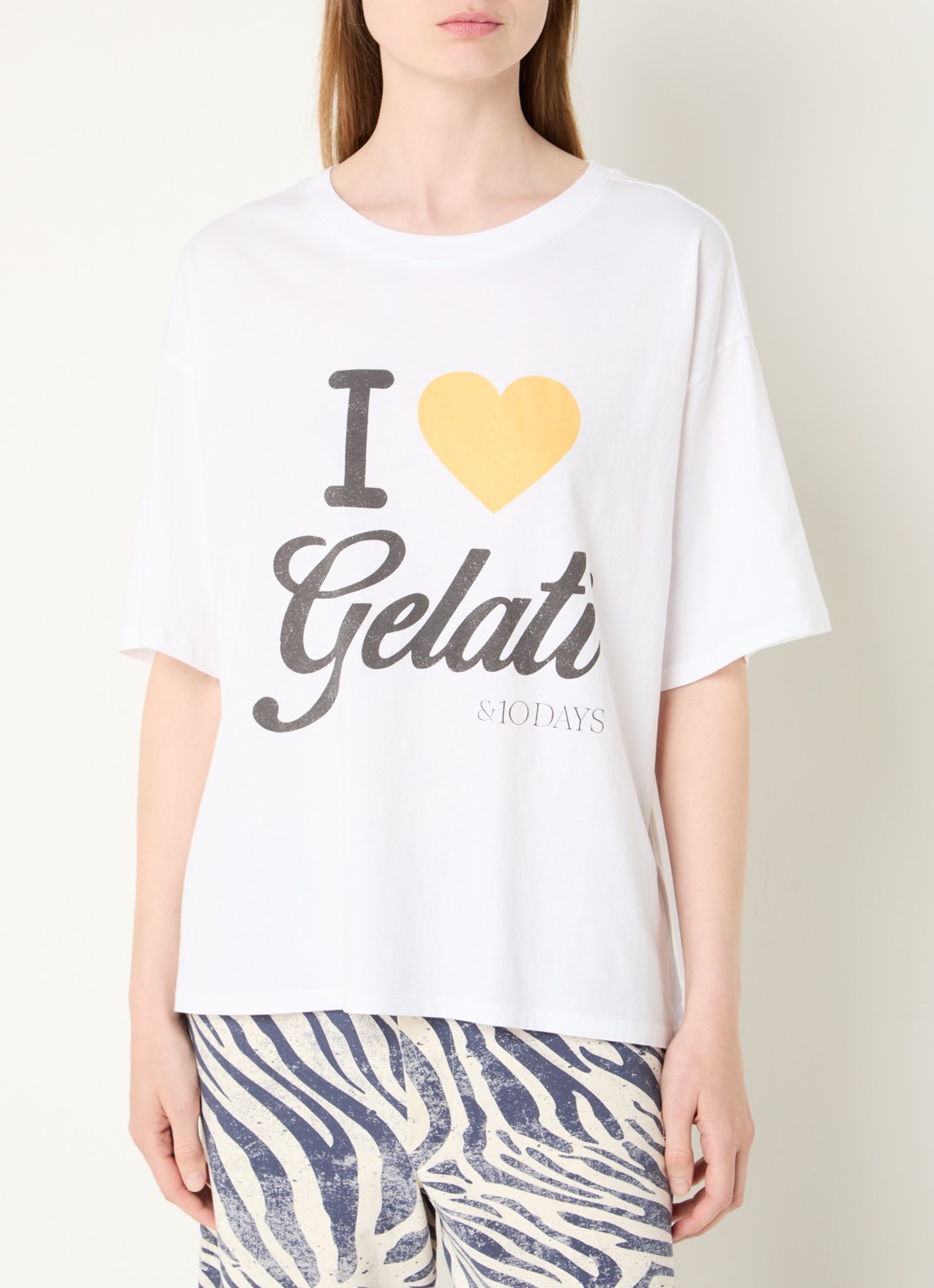 10DAYS Gelati T-shirt met print - detail 4 wit