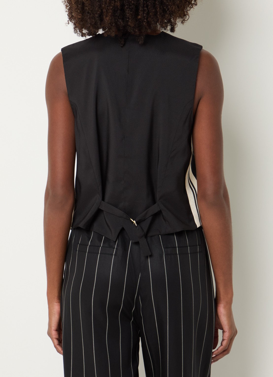 10DAYS Gilet met krijtstreep - achterkant 3 zwart