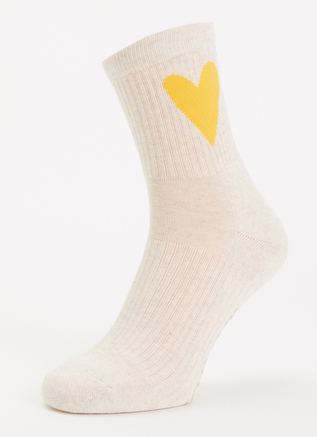 10DAYS Heart ribgebreide sokken in katoenblend - detail 3 beige