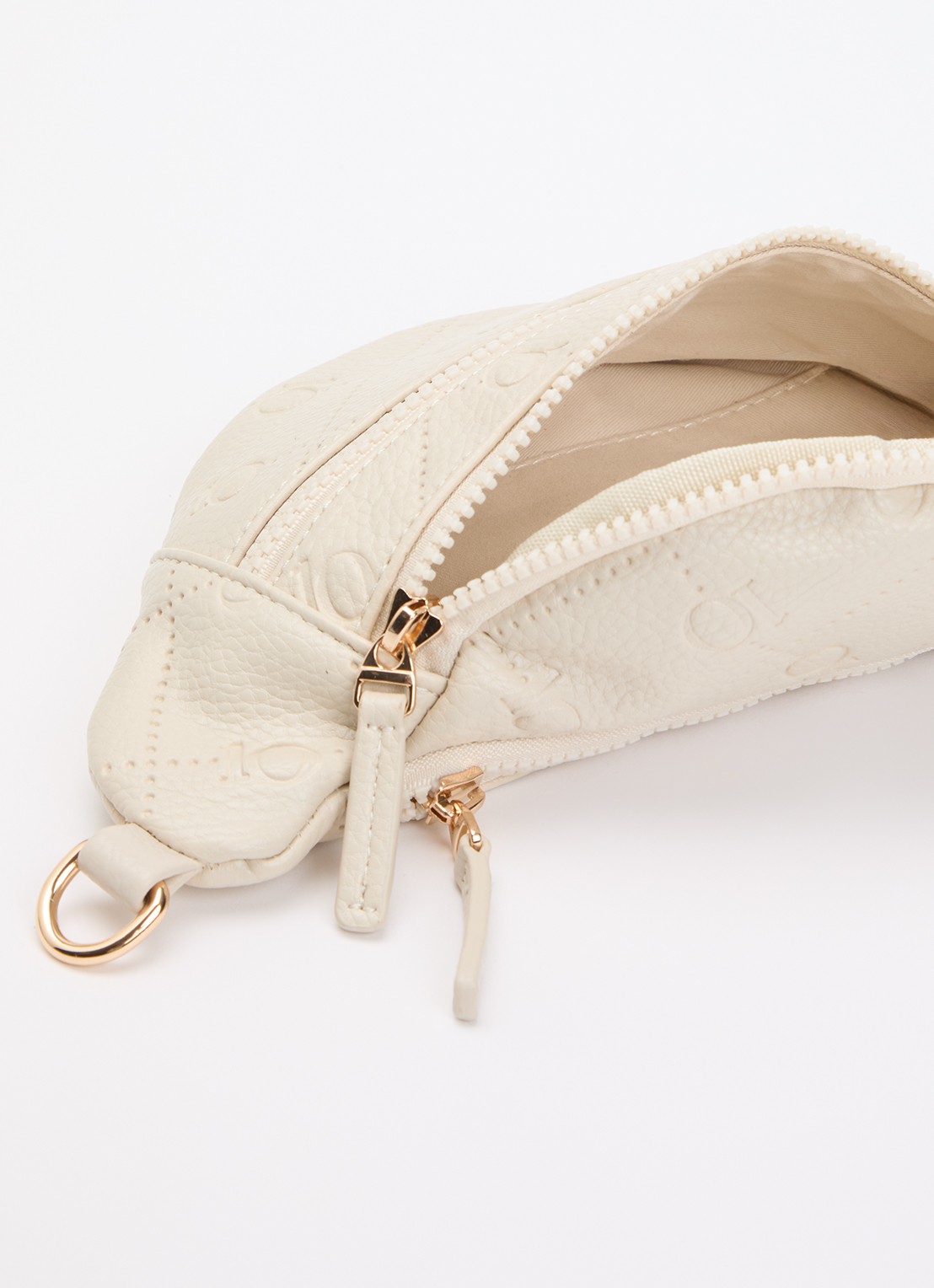 10DAYS Heuptas met logoprint en afneembare schouderriem - detail creme