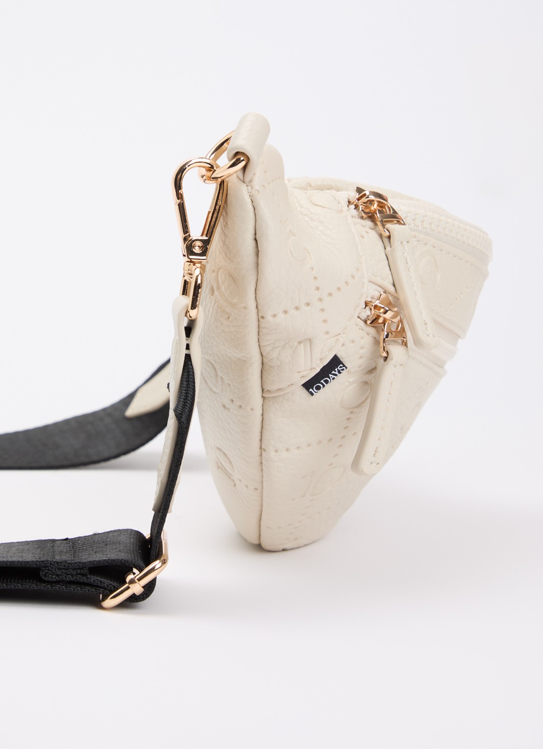 10DAYS Heuptas met logoprint en afneembare schouderriem - detail 2 creme