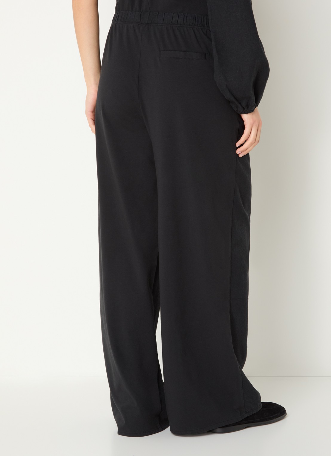 10DAYS High waist loose fit broek in linnenblend met steekzakken - achterkant 4 zwart