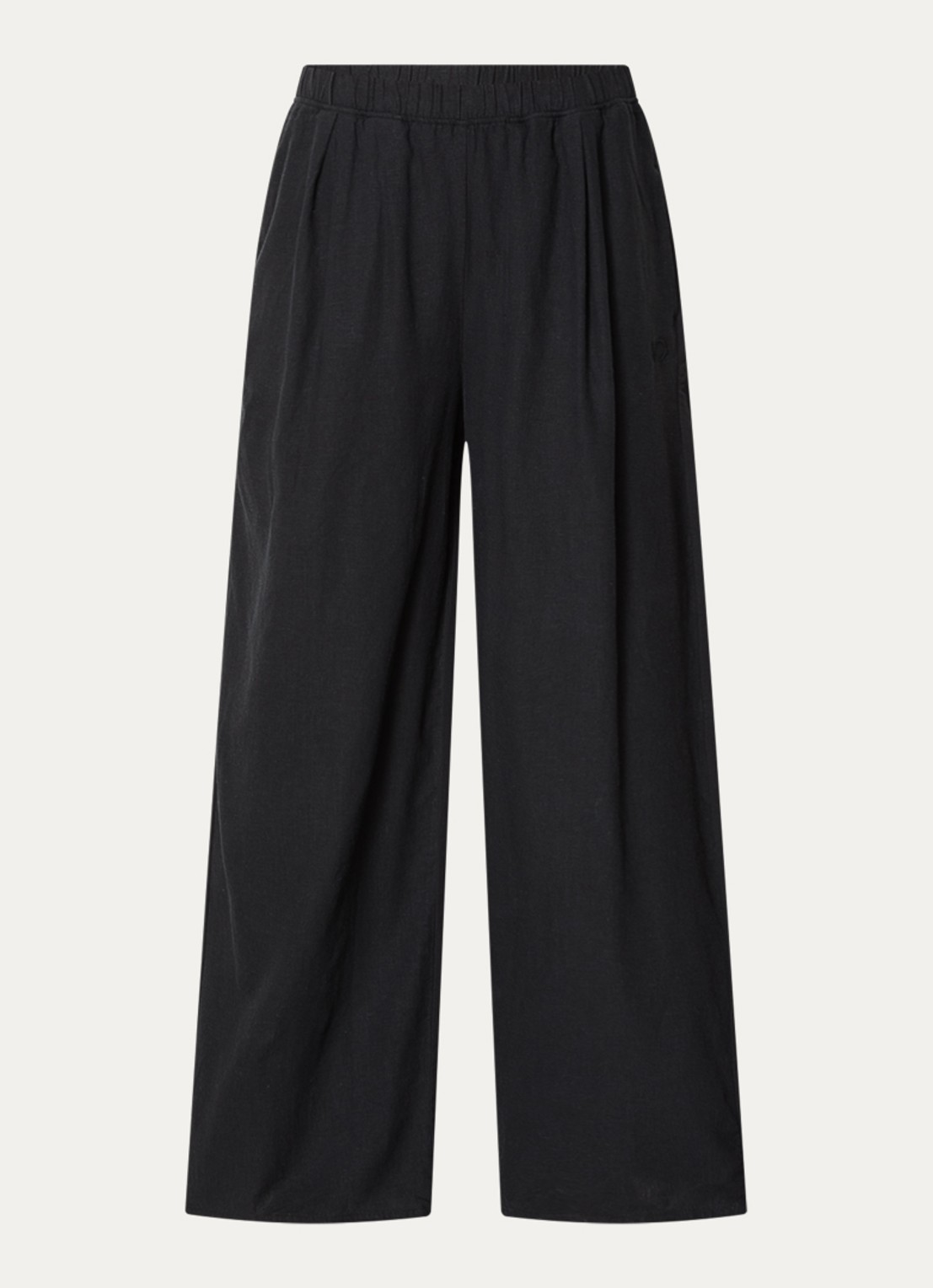 10DAYS High waist loose fit broek in linnenblend met steekzakken - voorkant zwart
