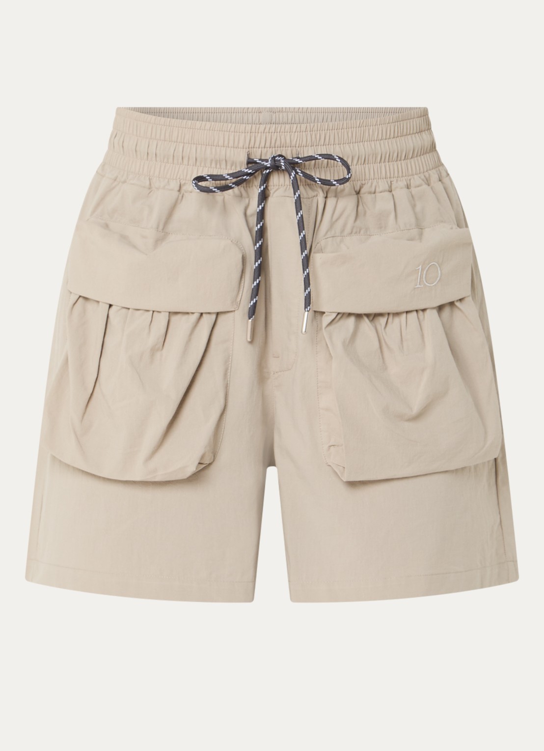 10DAYS High waist loose fit korte broek met klepzakken - voorkant 3 khaki