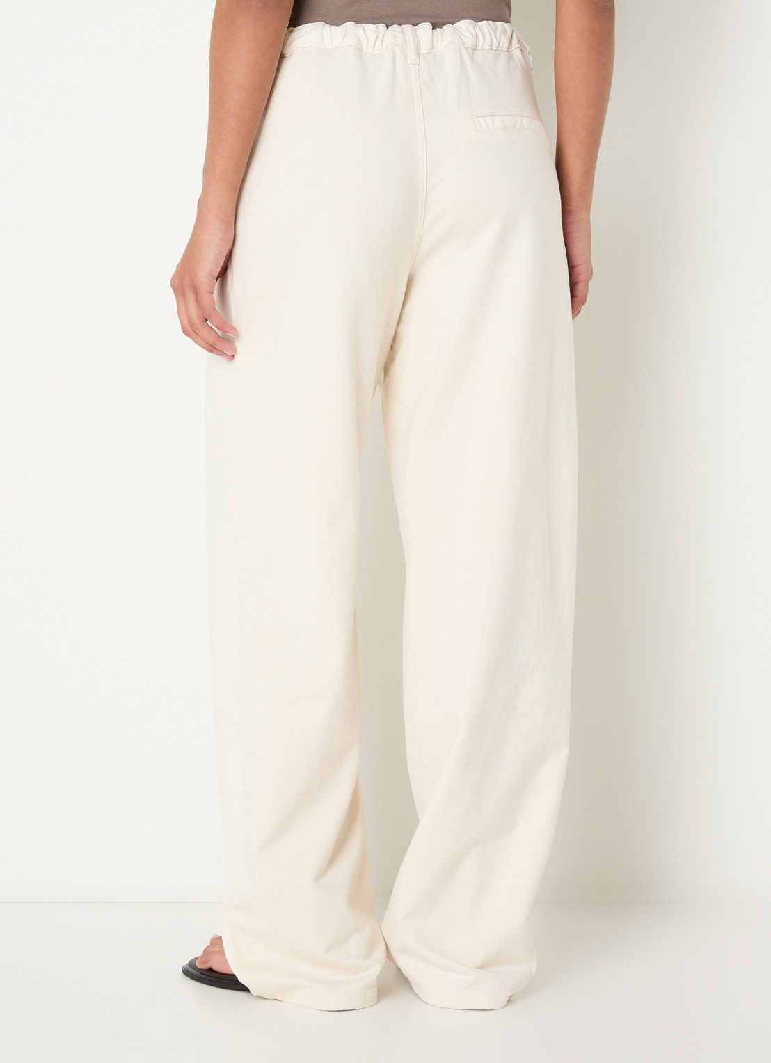10DAYS High waist loose fit pantalon in linnenblend met steekzakken - achterkant creme