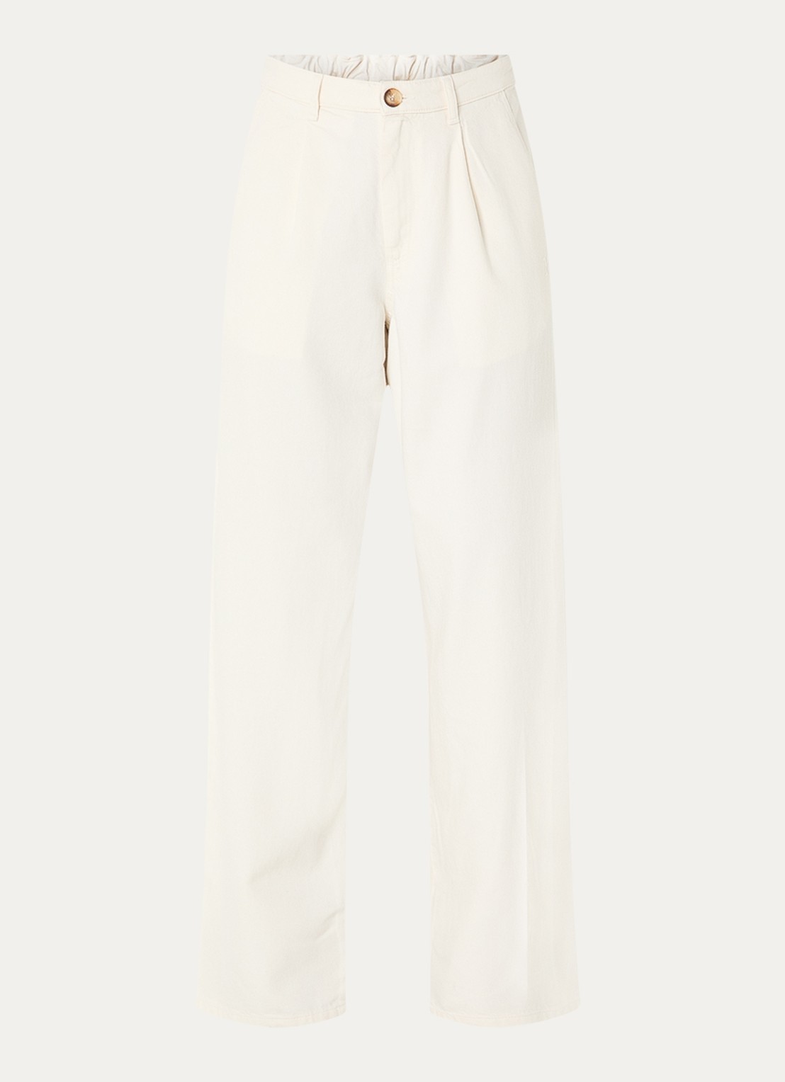 10DAYS High waist loose fit pantalon in linnenblend met steekzakken - voorkant 2 creme