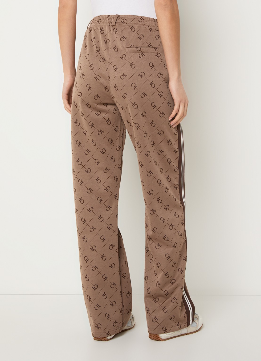 10DAYS High waist straight fit broek met logoprint - achterkant 4 bruin
