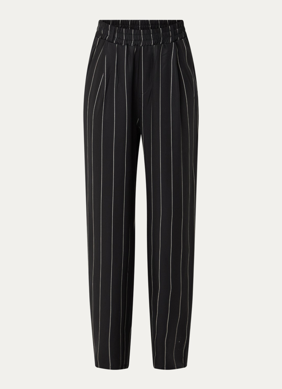 10DAYS High waist straight fit pantalon met krijtstreep - voorkant 3 zwart