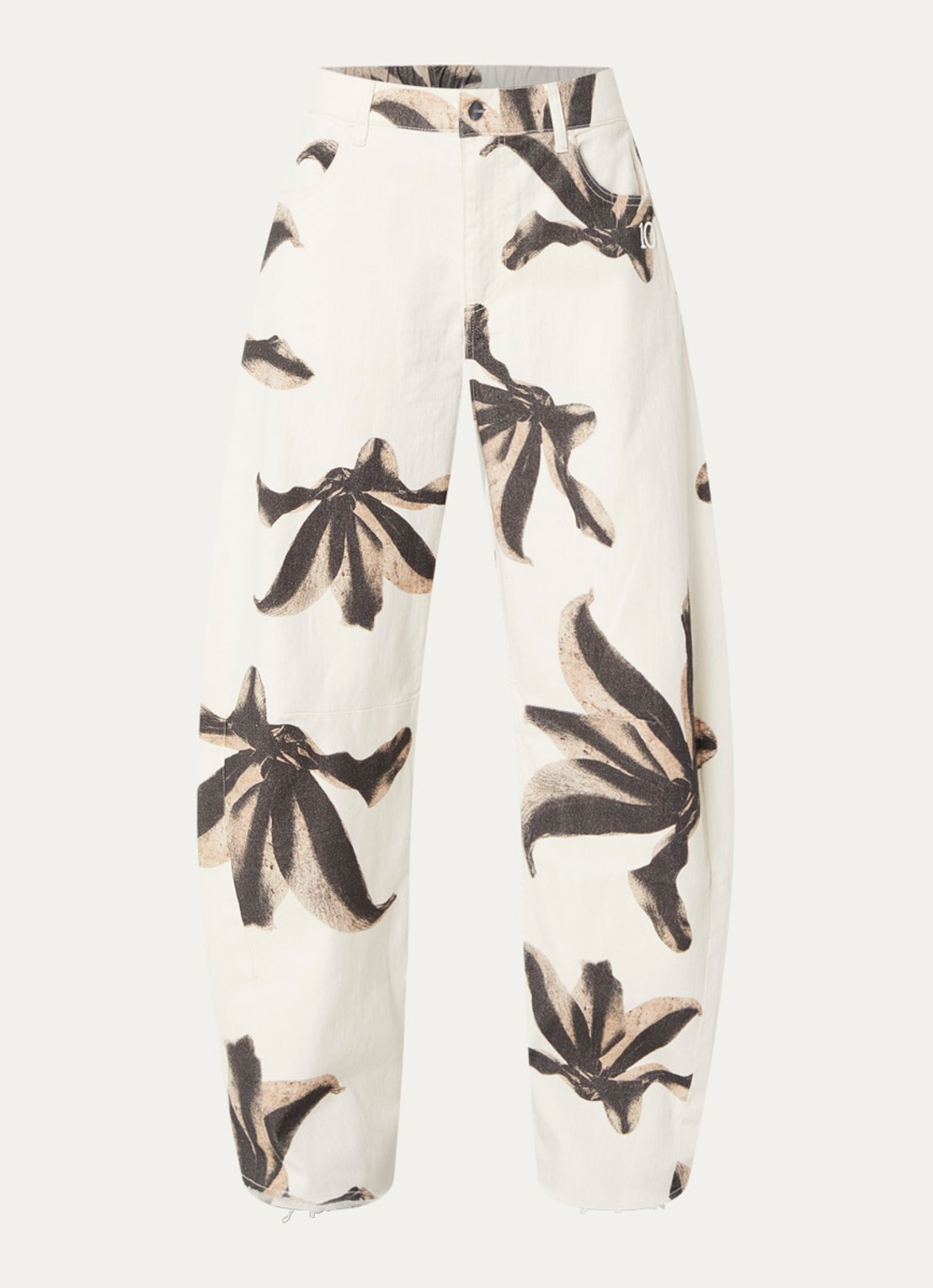 10DAYS High waist straight leg jeans met print - voorkant 3 gebroken wit