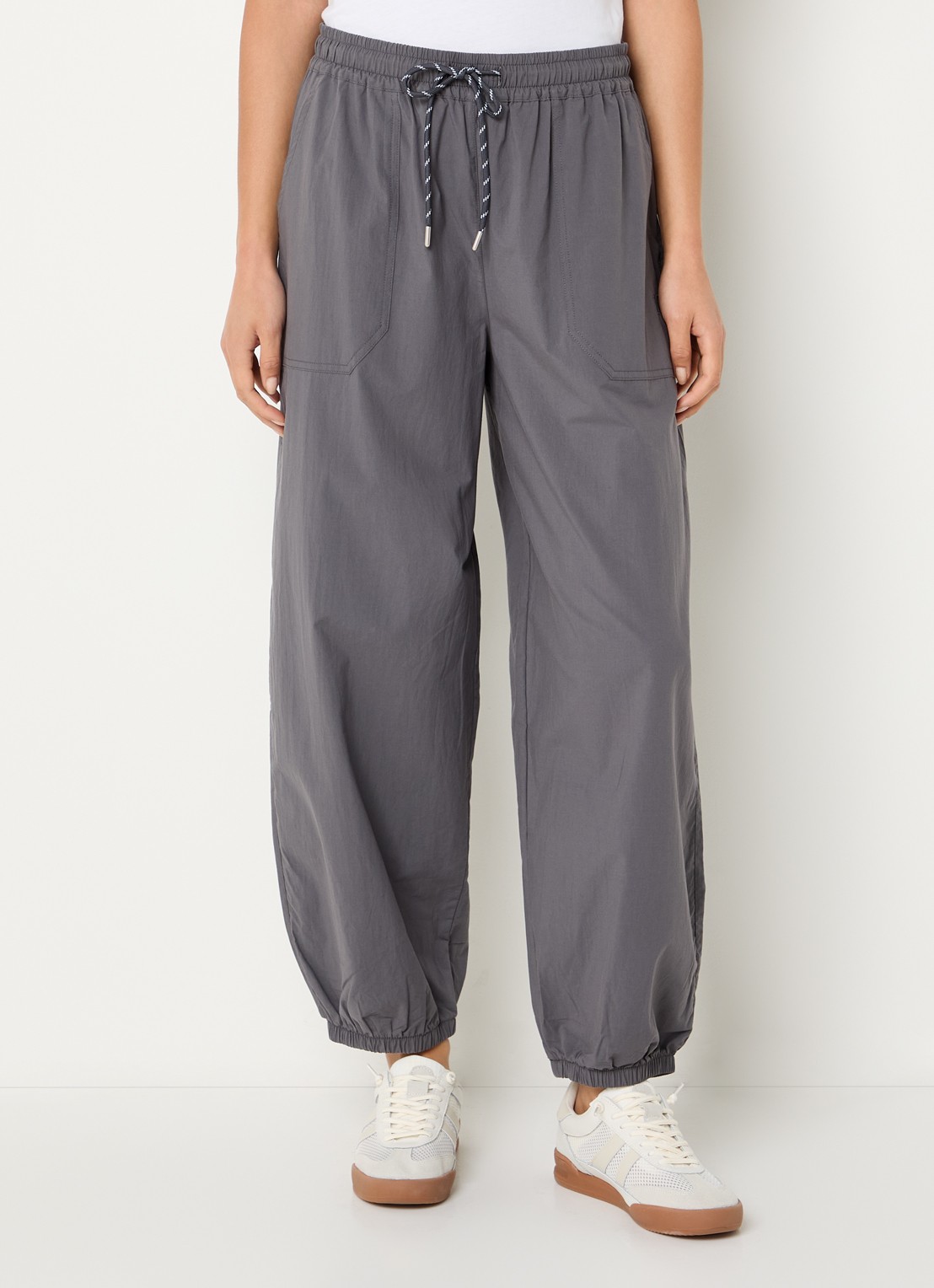 10DAYS High waist tapered fit joggingbroek met logoborduring - detail 4 donkergrijs
