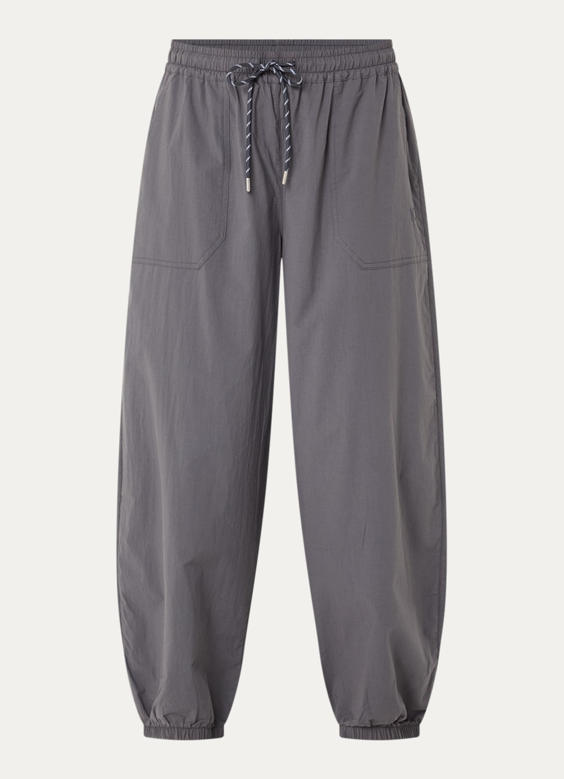 10DAYS High waist tapered fit joggingbroek met logoborduring - voorkant 2 donkergrijs