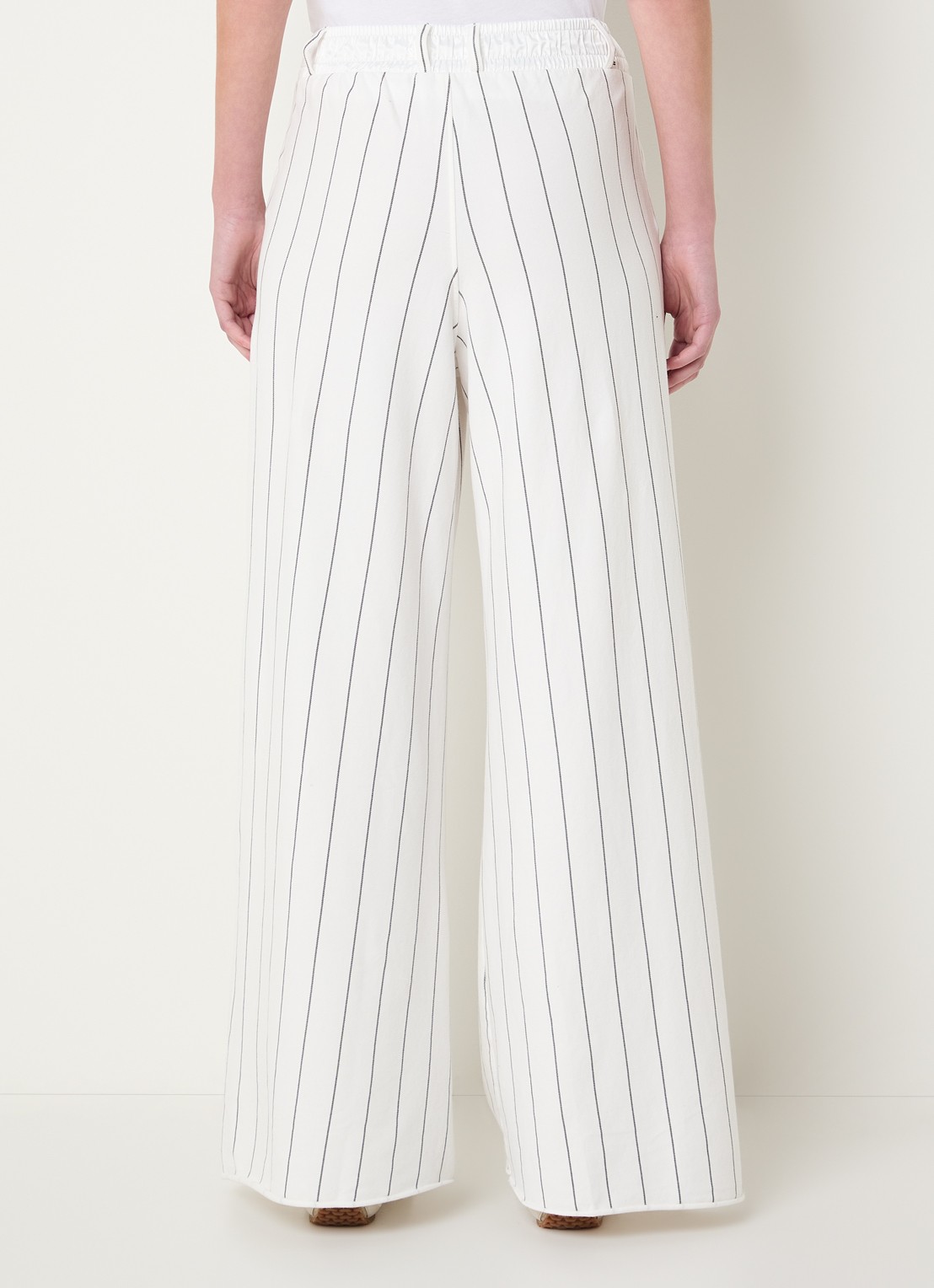 10DAYS High waist wide fit joggingbroek met streepprint - detail 4 gebroken wit