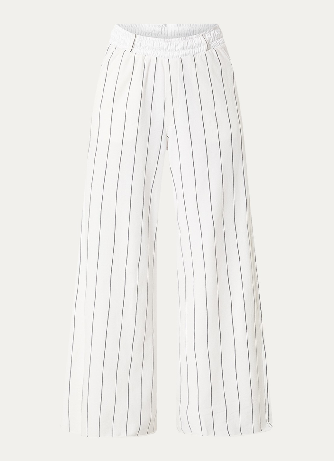 10DAYS High waist wide fit joggingbroek met streepprint - voorkant gebroken wit