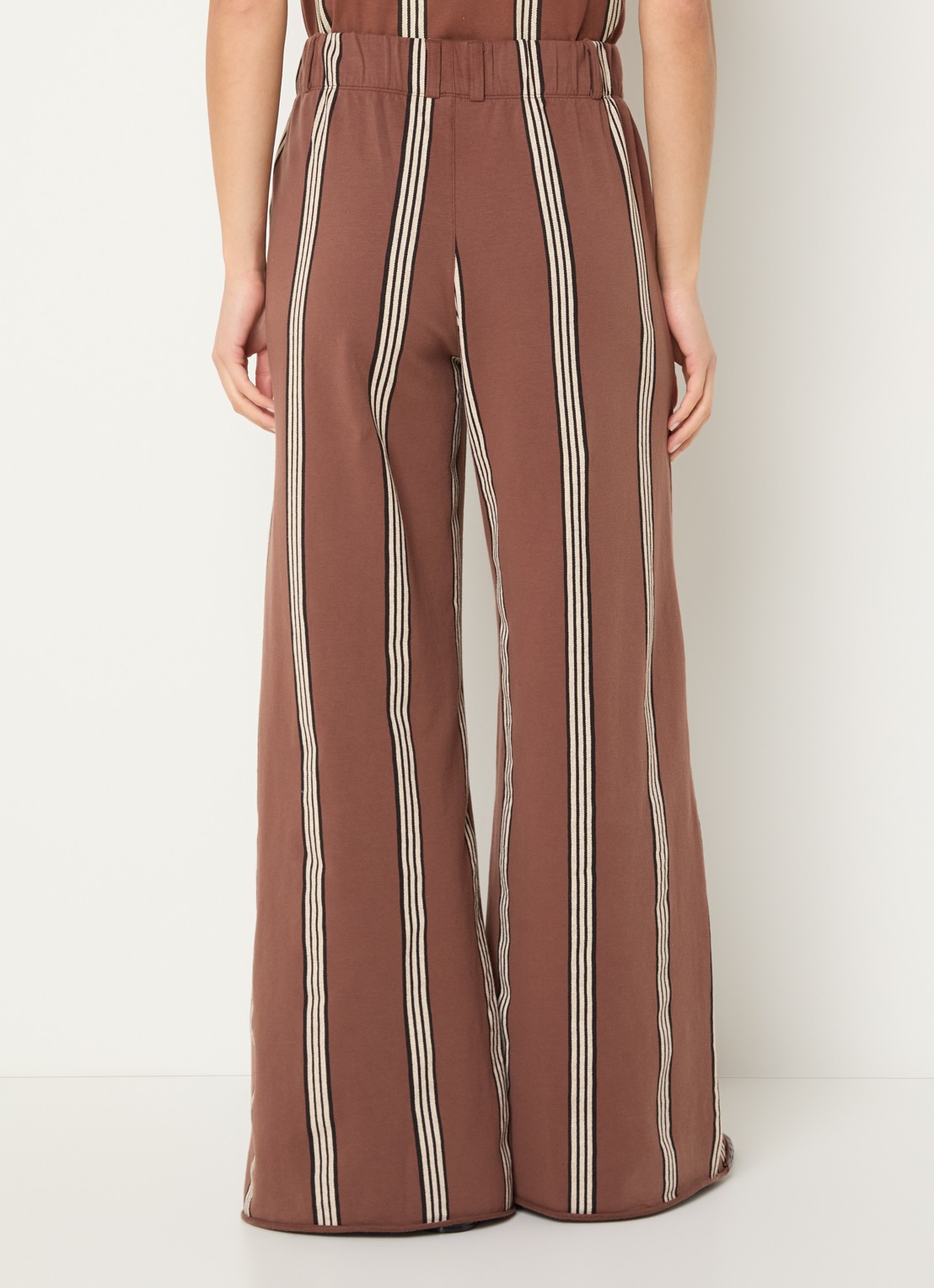 10DAYS High waist wide fit joggingsbroek met streepprint - achterkant 4 bruin