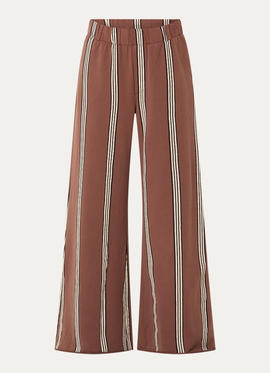 10DAYS High waist wide fit joggingsbroek met streepprint - voorkant 2 bruin