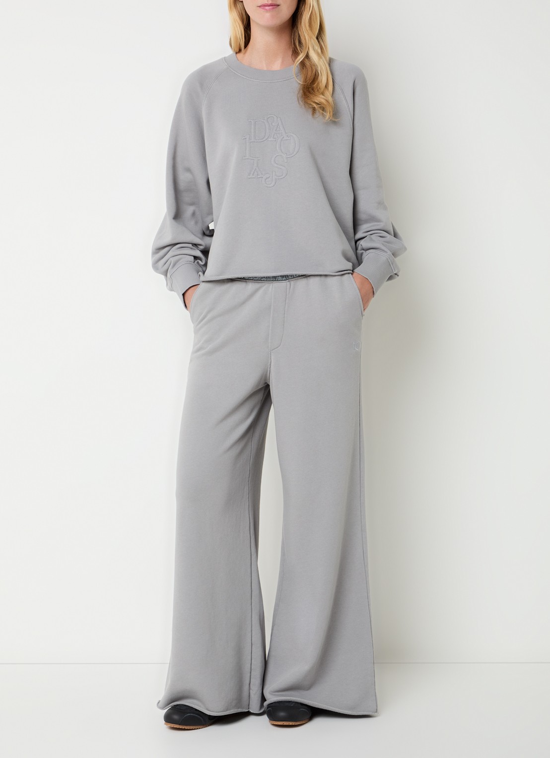 10DAYS High waist wide leg joggingsbroek met steekzakken - voorkant 2 grijs