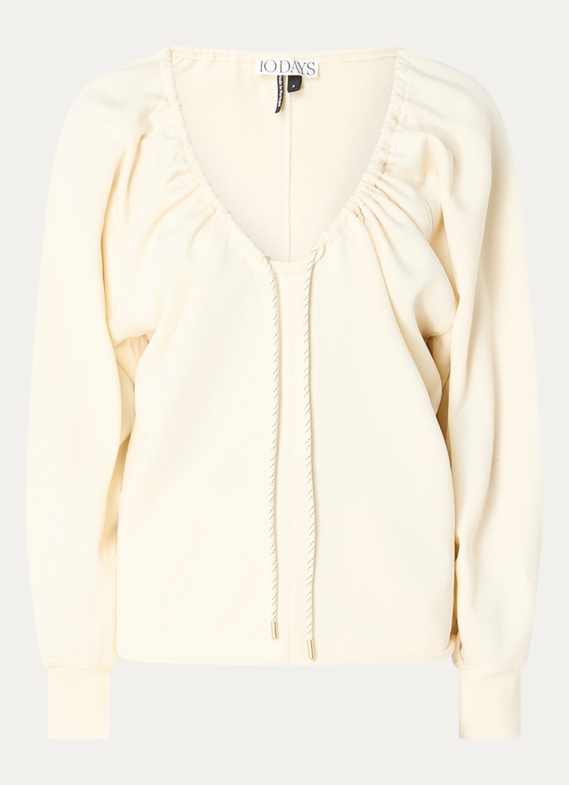 10DAYS LA sweater met trekkoord - voorkant creme