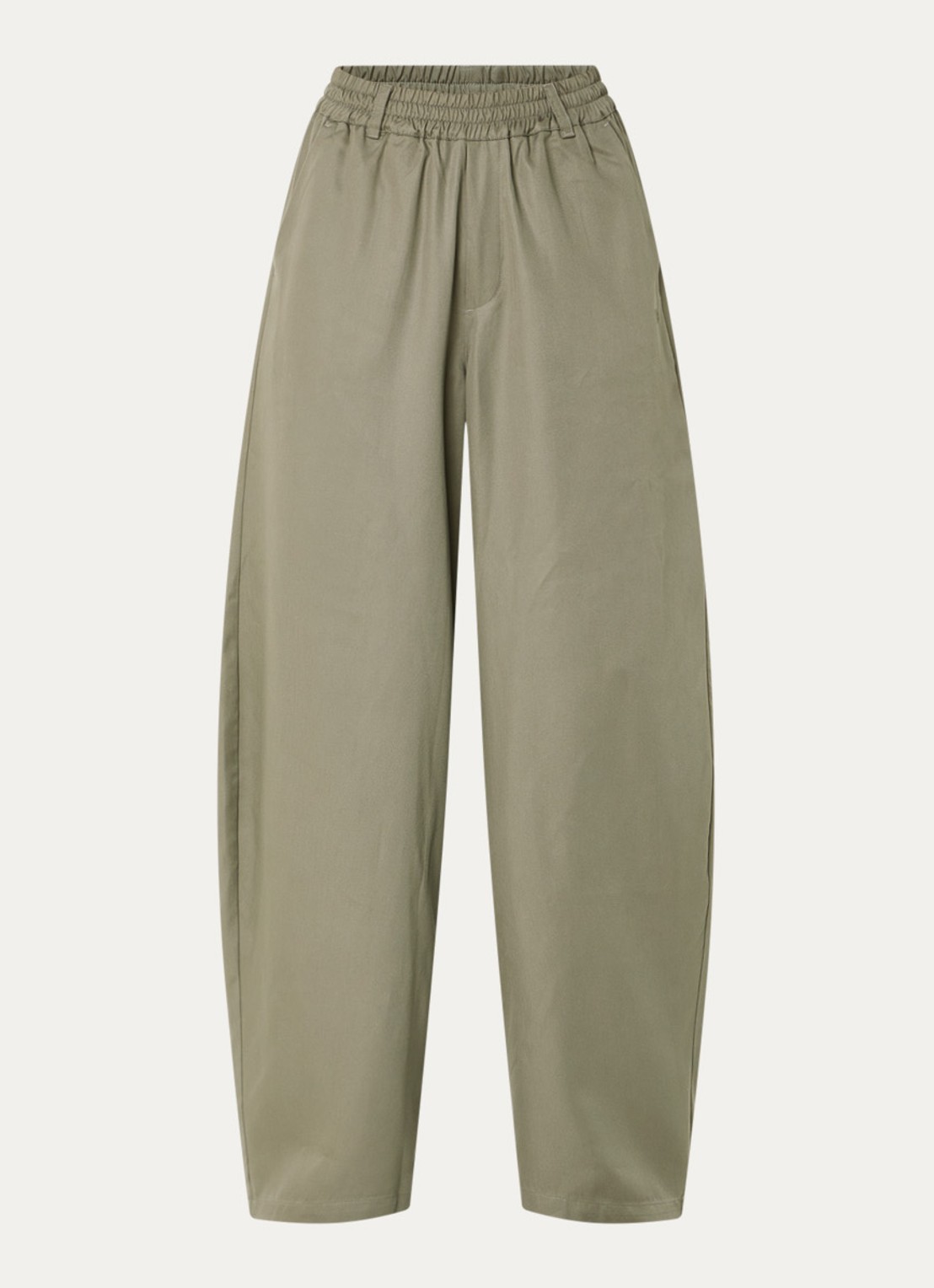 10DAYS Mid waist balloon fit chino met paspelzakken - voorkant olijfgroen