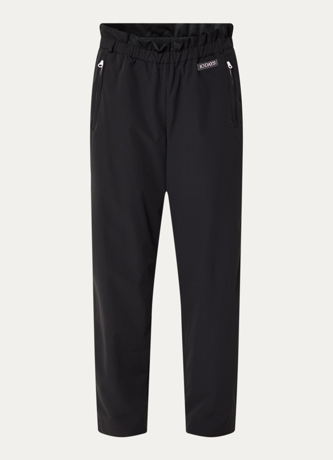 10DAYS Mid waist tapered fit trackpants van softshell met ritszakken - voorkant zwart