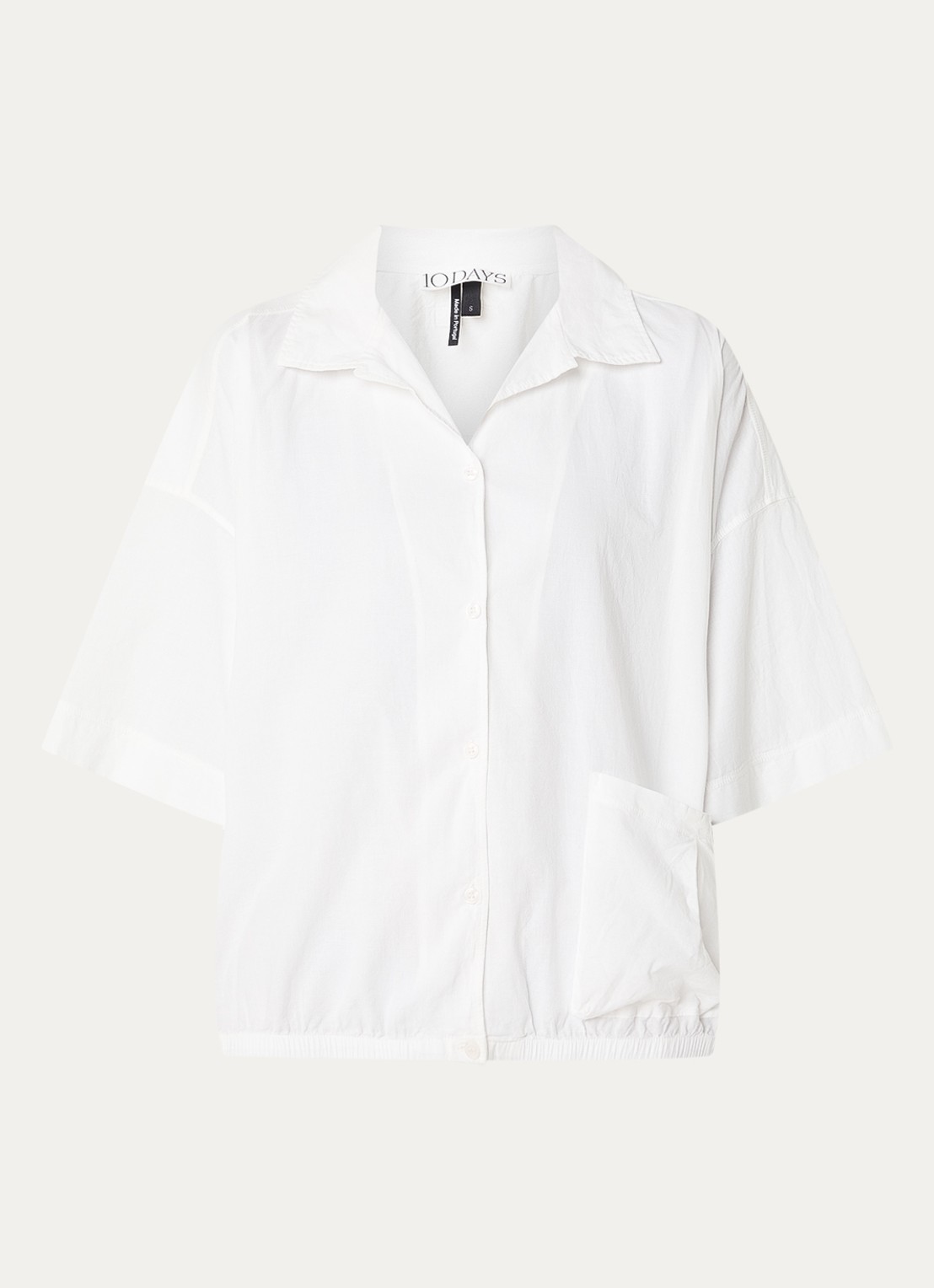 10DAYS Oversized blouse met opgestikte zak - voorkant gebroken wit