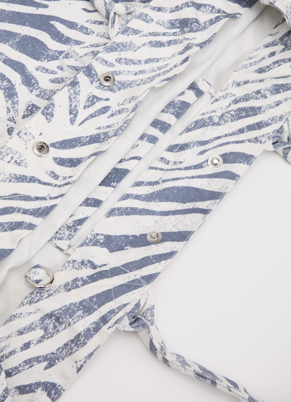 10DAYS Shopper van canvas met dierenprint en afneembare schouderriem  - detail 2 blauw