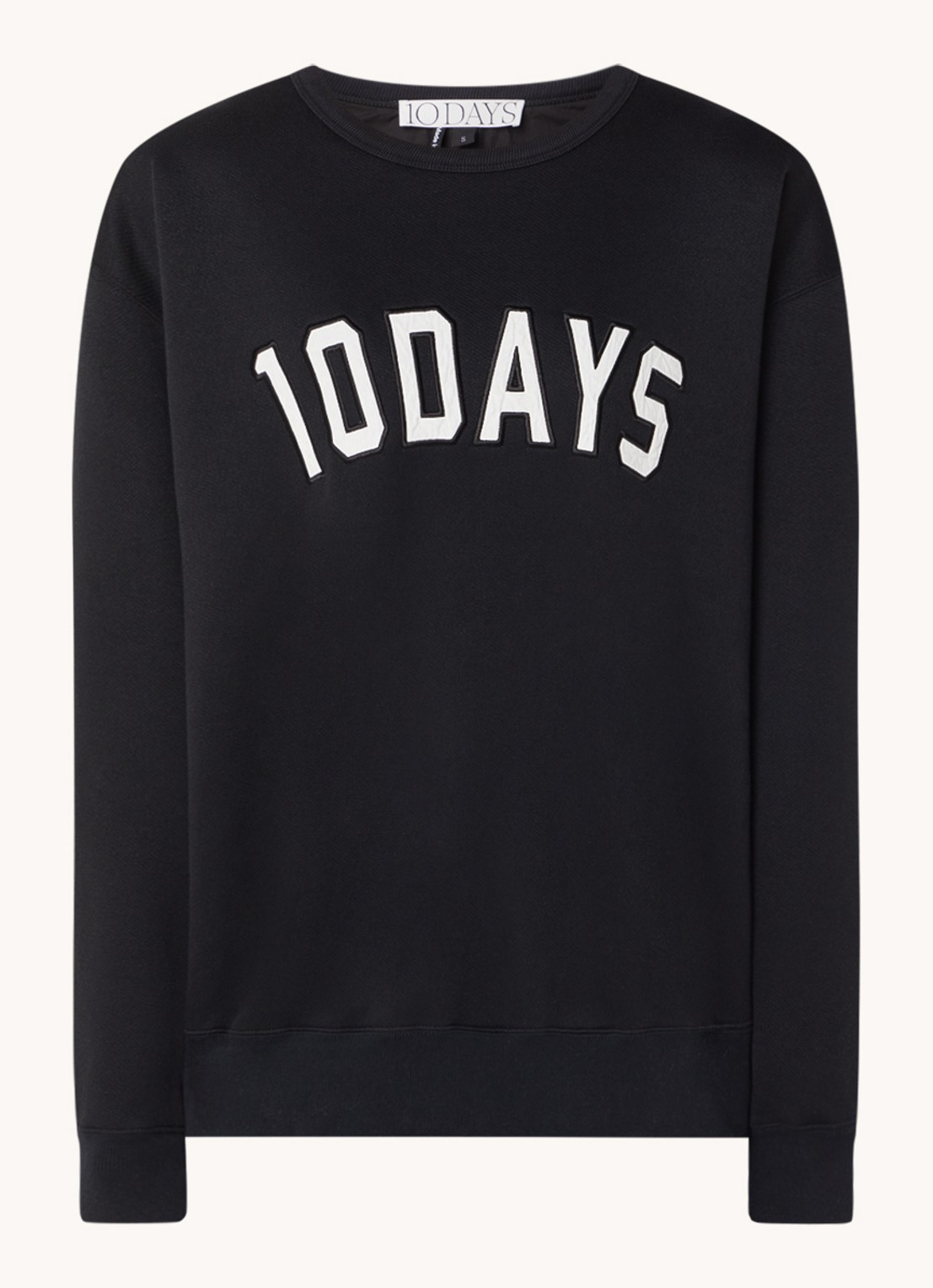 10DAYS Statement oversized sweater met logoborduring - voorkant 3 zwart