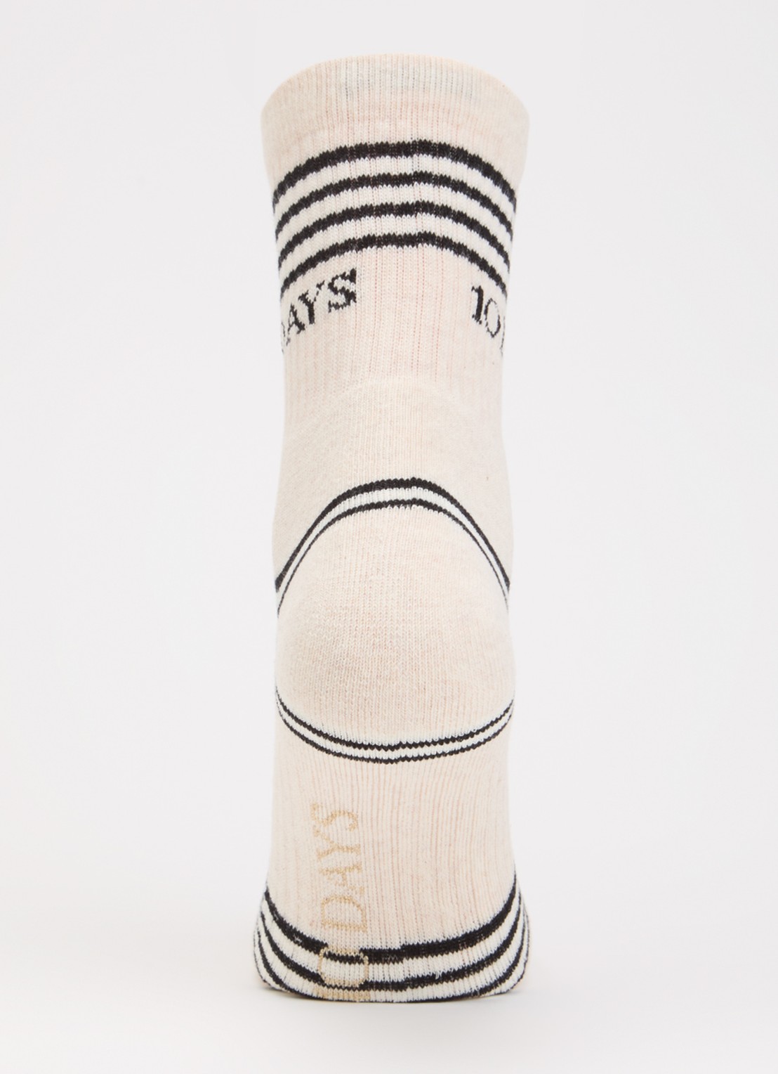 10DAYS Stripes ribgebreide sokken in katoenblend met streepprint  - voorkant 2 beige