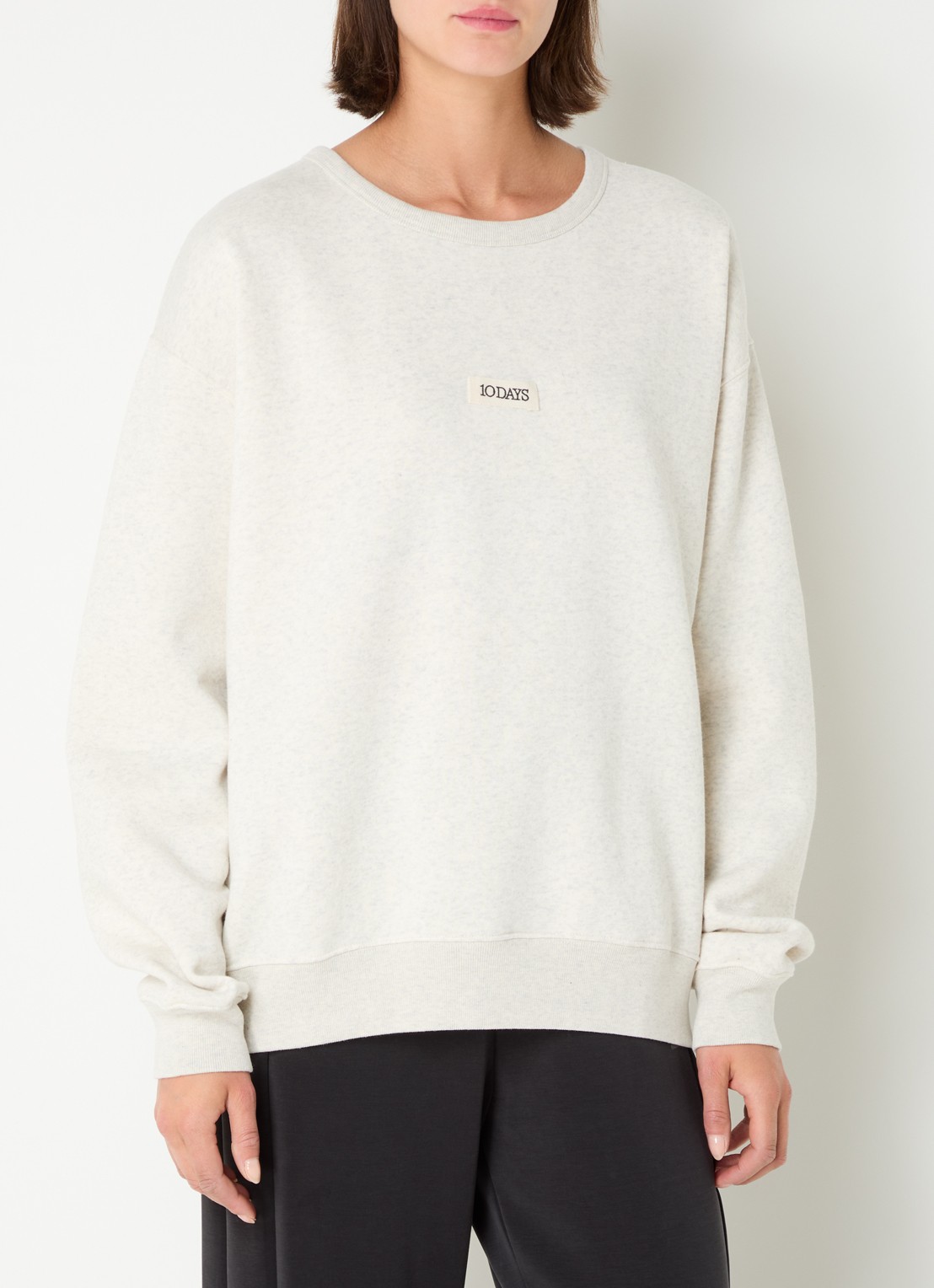 10DAYS Sweater met logo - detail grijsmele