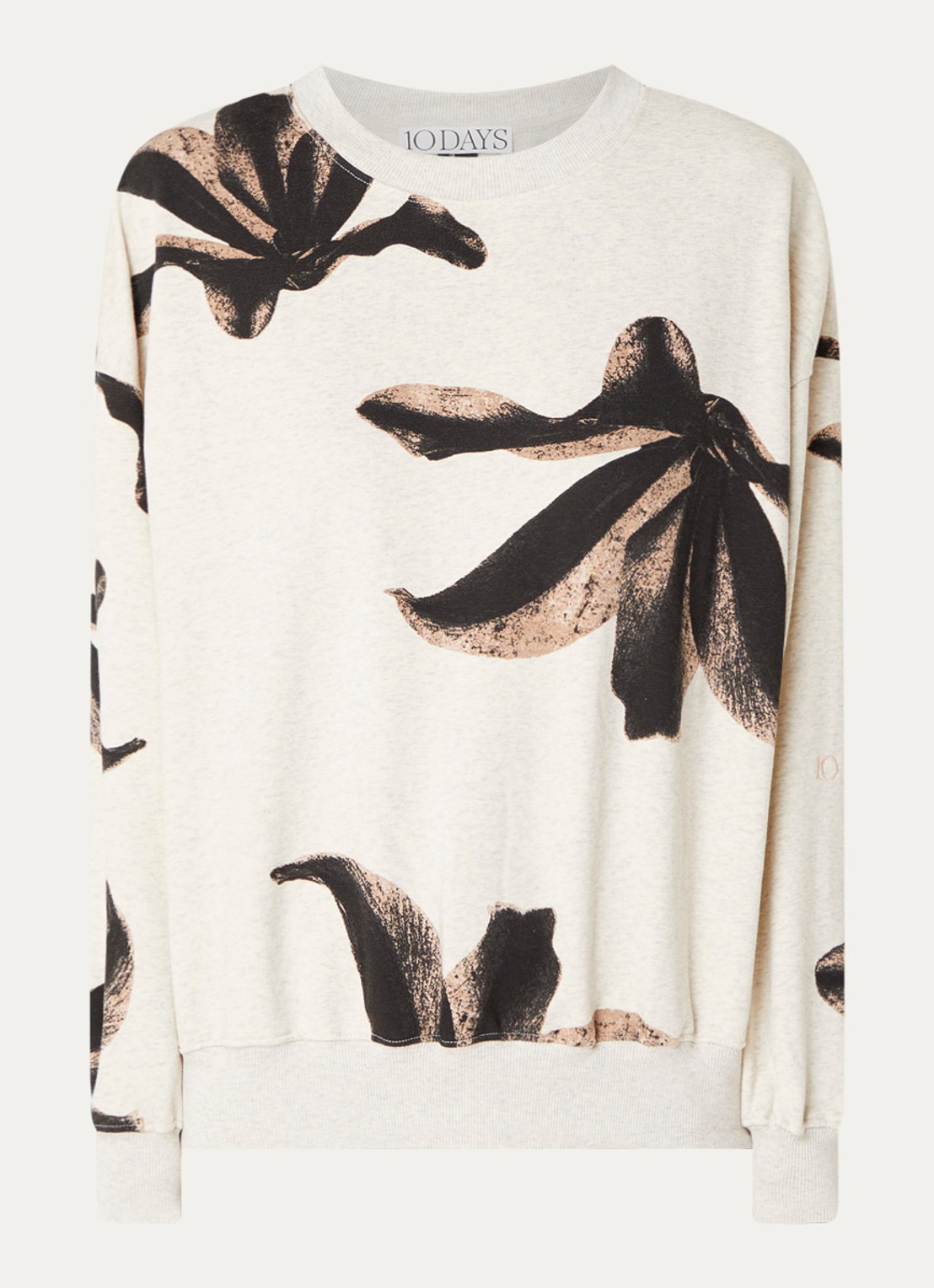 10DAYS Sweater met logo - voorkant 3 gebroken wit