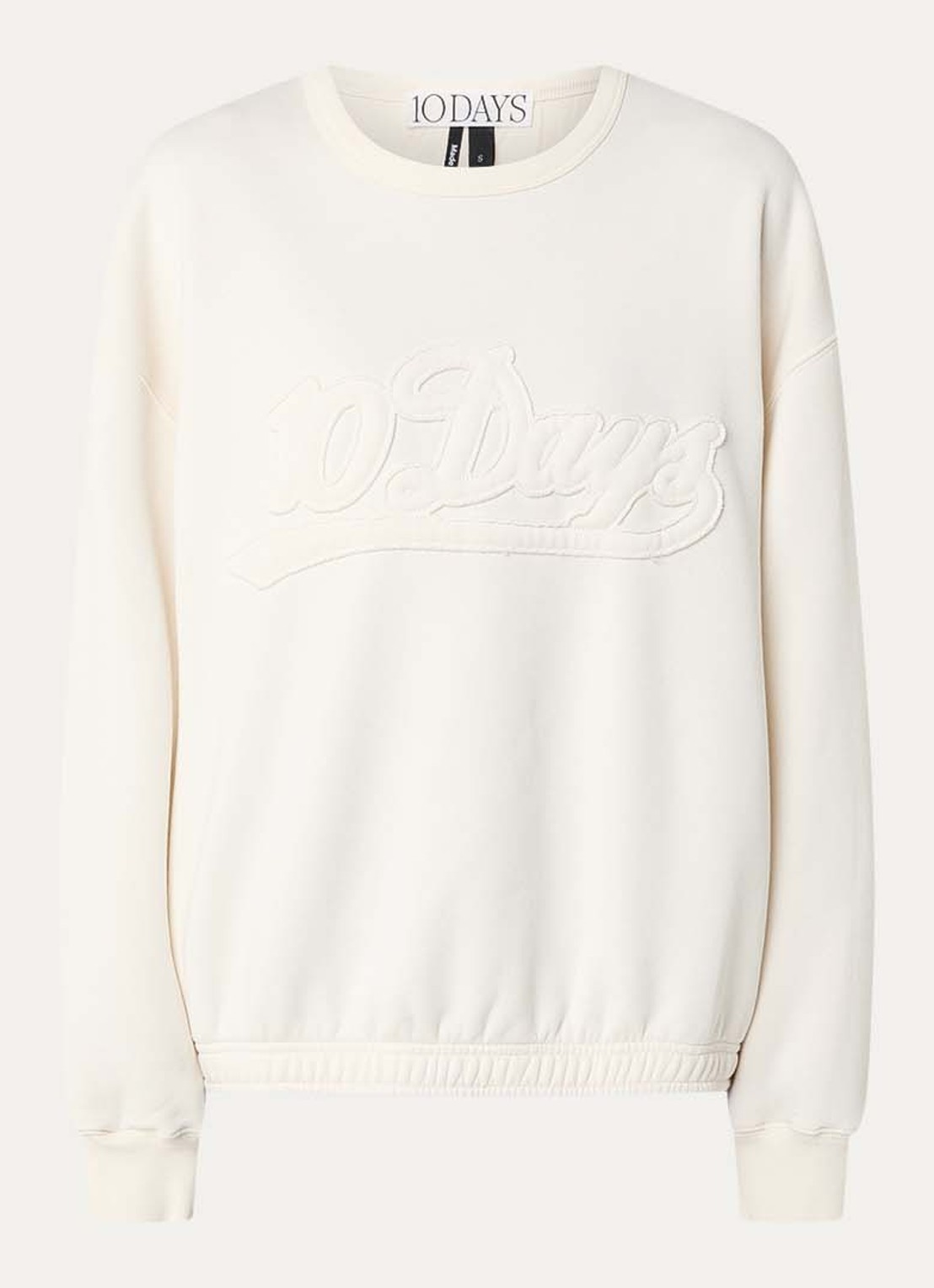 10DAYS Sweater met logoborduring - voorkant 3 ivoor