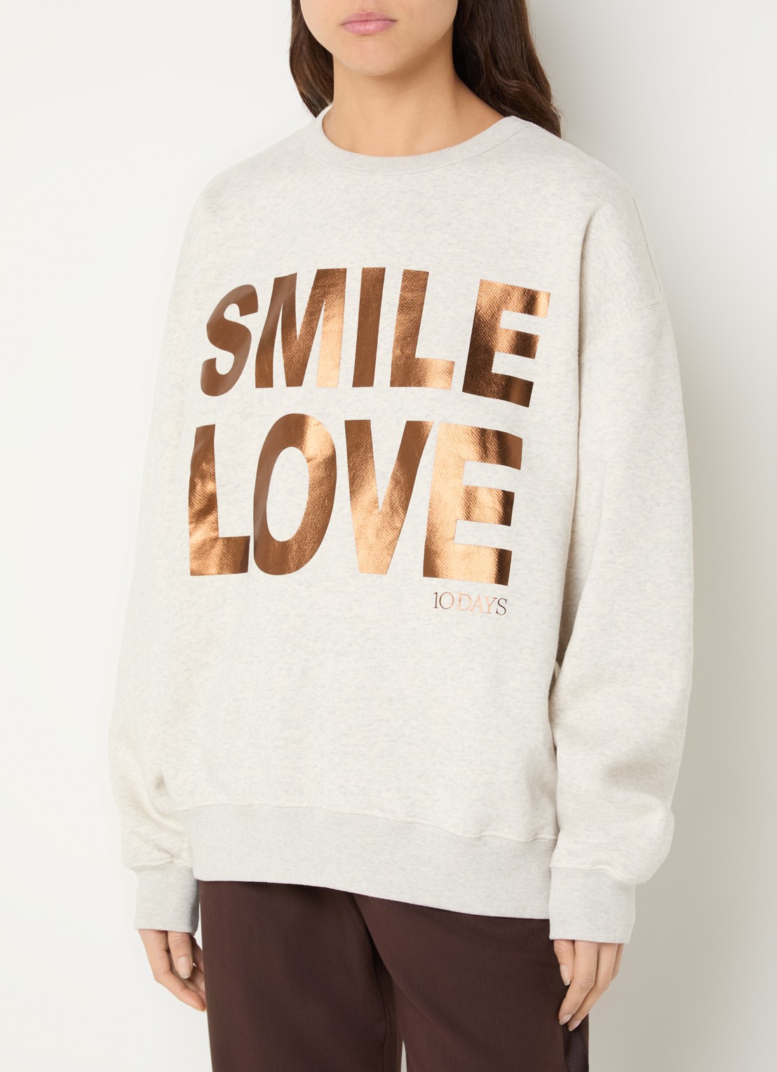 10DAYS Sweater met print en logo - detail 2 grijsmele