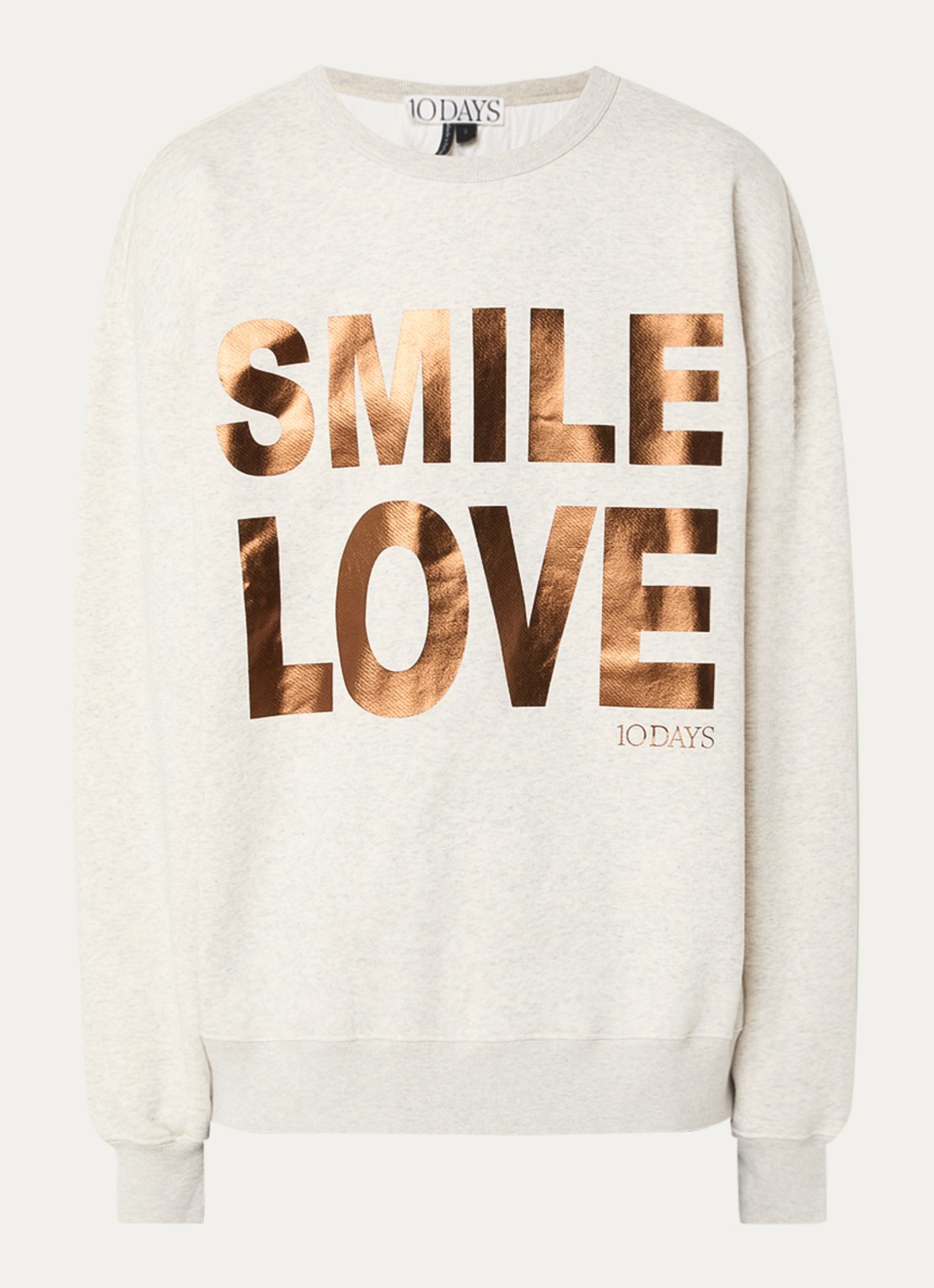 10DAYS Sweater met print en logo - voorkant 3 grijsmele