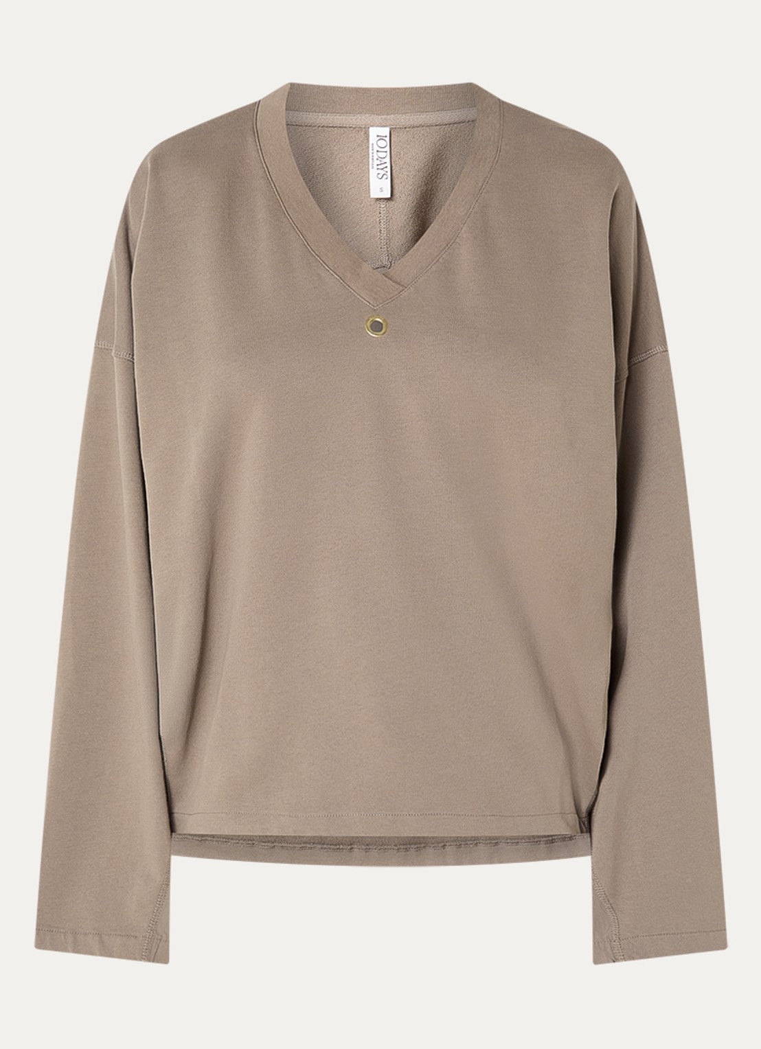 10DAYS Sweater met V-hals - voorkant donkerbeige