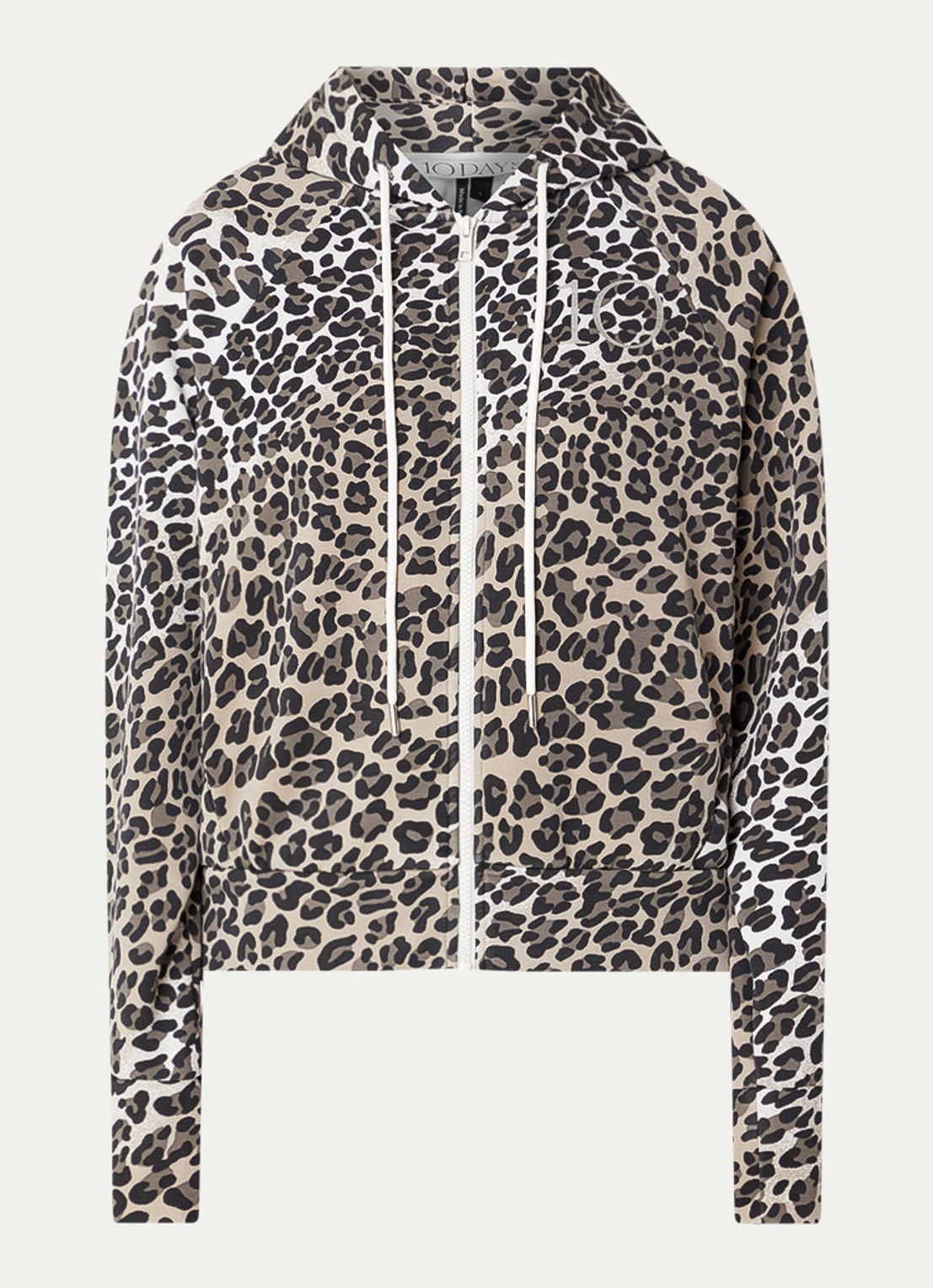 10DAYS Sweatvest met panterprint - voorkant 4 camel