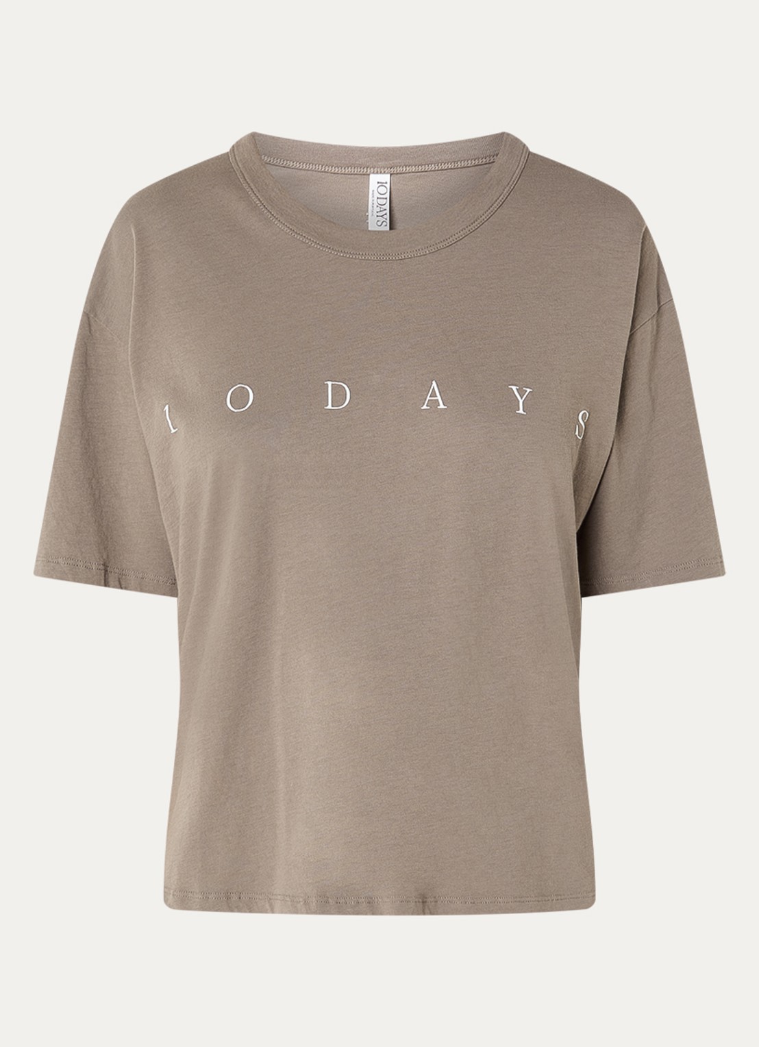 10DAYS T-shirt met logo - voorkant zand